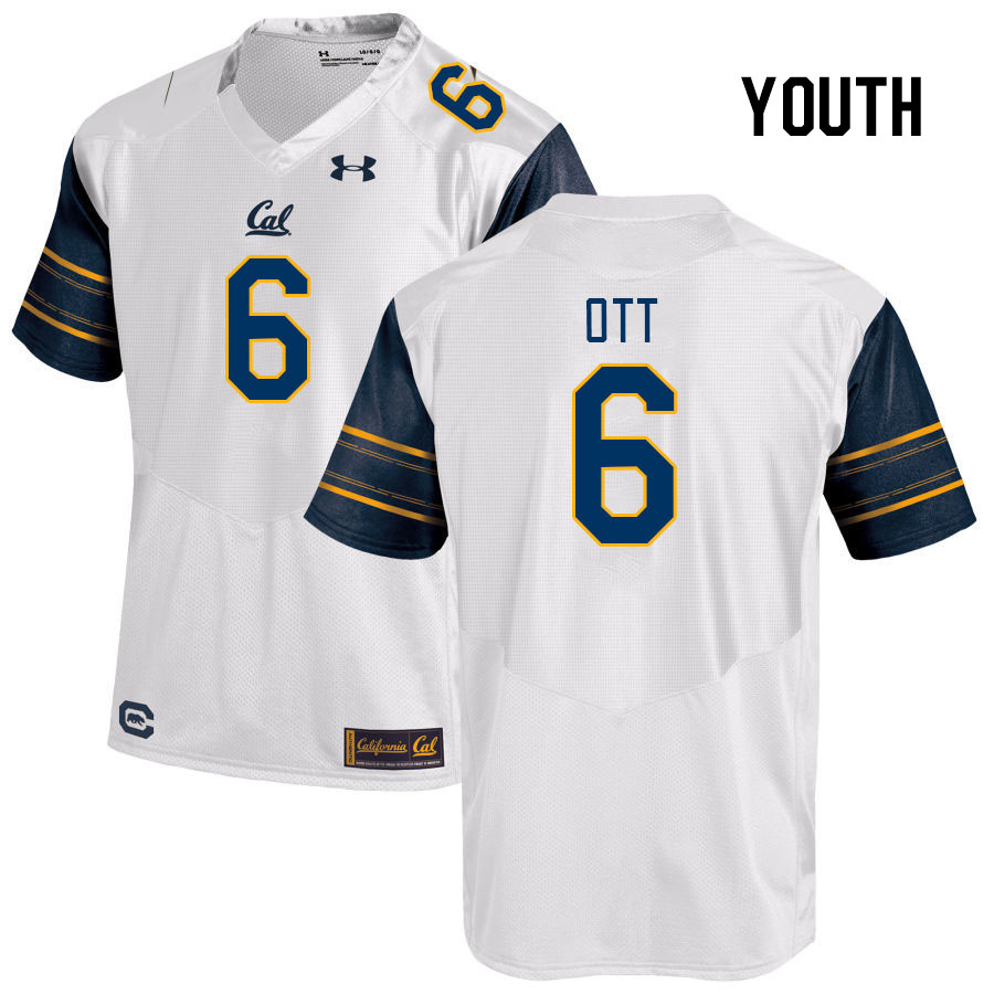Youth #6 Jaydn Ott California Golden Bears College Football Jerseys Stitched Sale-White - Click Image to Close
